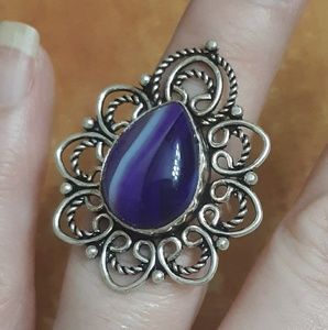 New Botswana Agate 925 Silver Ring.